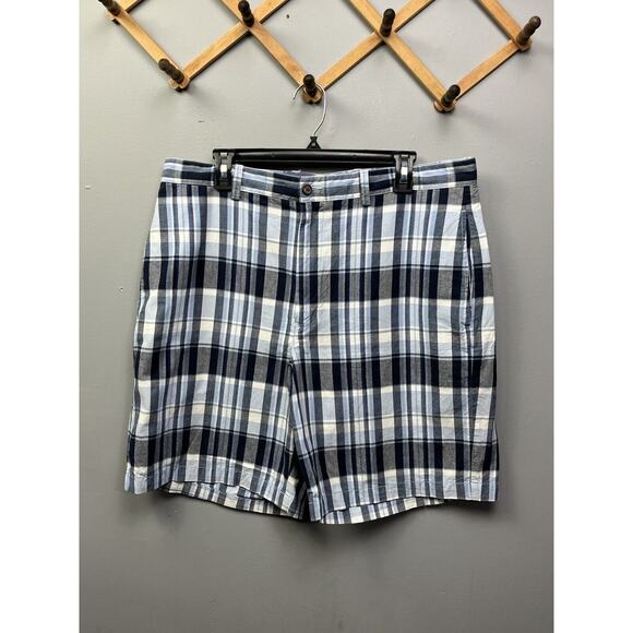 Tommy Hilfiger Shorts Mens Size 36 Blue Plaid‎ Flat Front Casual Bermuda - Picture 1 of 9